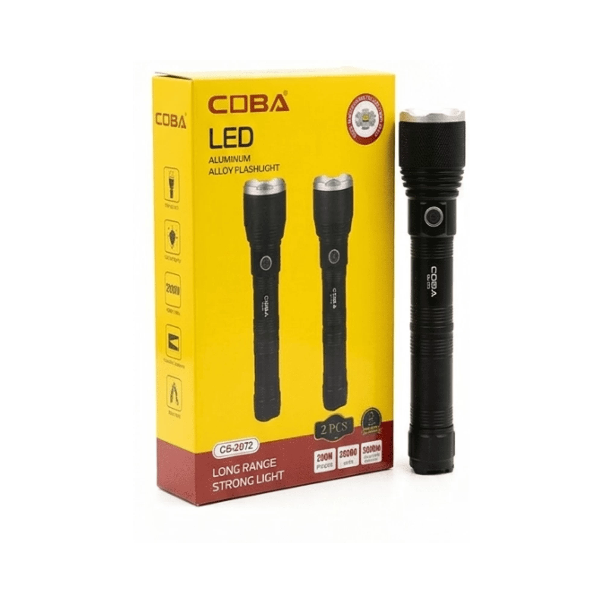 2026-06-02-6a1ef034df4c9 COBA C6-2072 Heavy-Duty LED Aluminum Alloy Flashlight Set (2-Piece Pack) | Long - Image 1